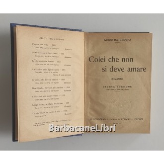 Da Verona Guido, Colei che non si deve amare, Bemporad, 1922