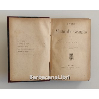 Verga Giovanni, Mastro Don Gesualdo, Treves, 1890